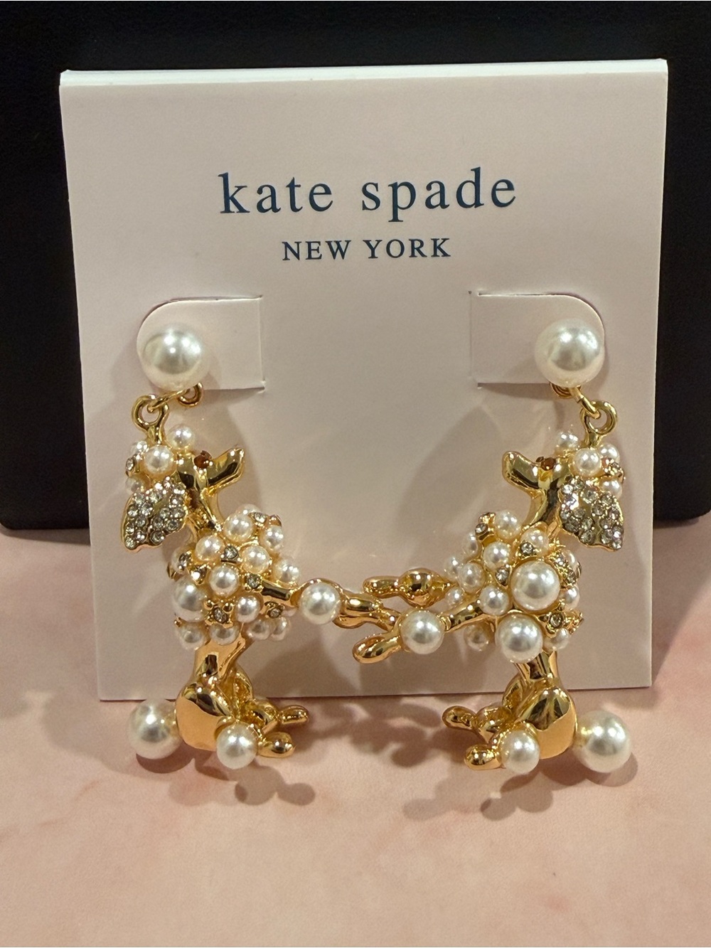 Kate Spade |♠️| Gold Plated & Pearl Poodle Charm Earrings | Medium